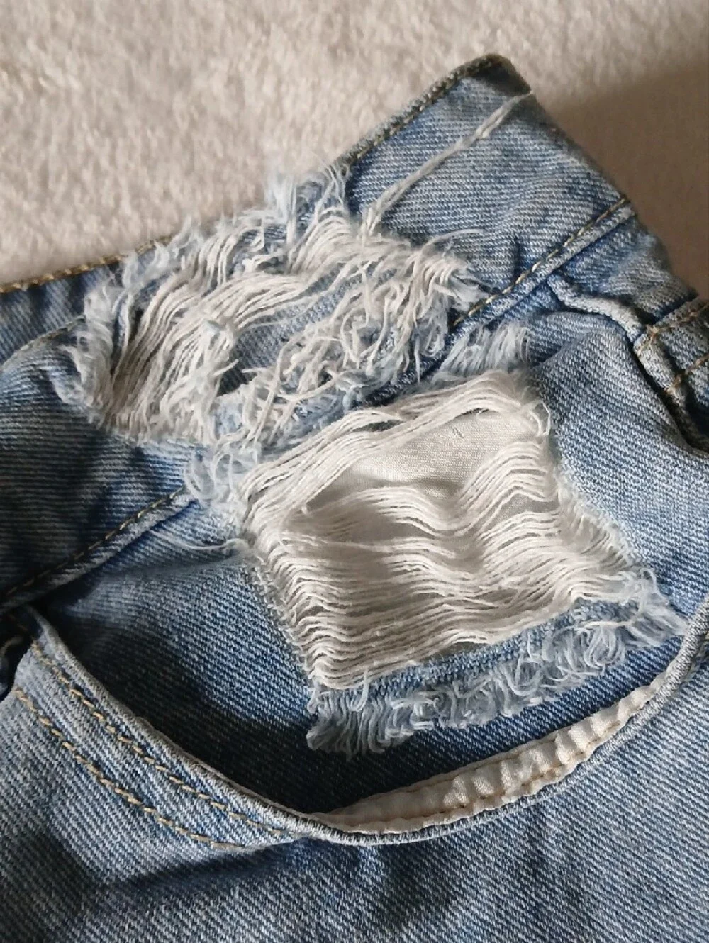 💥 SHEIN Light Blue 2XL Super Distressed Denim Jean Shorts - Picture 5 of 10